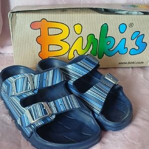 Birki's Kids Striped Blue Sandals